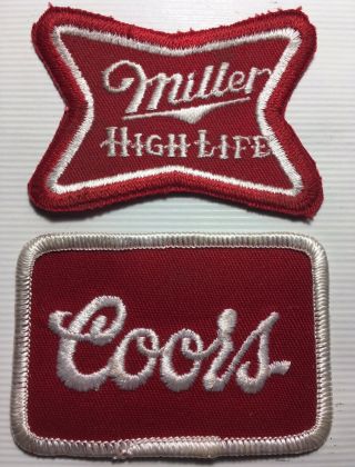 2 Cool Vintage Nos Beer Patches Miller High - Life Coors Shirt Hat Jacket Draft