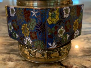 Wonderful Chinese Cloisonne & Brass Tea Caddy with Precious Objects & Quartz Bea 2