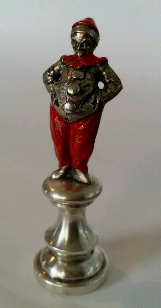 Rare Vtg Antique 800 German Sterling Silver Circus Clown Chess Game Piece Figure