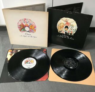Queen: A Night At The Opera 1975 & A Day At The Races 1976 Vinyl Albums Lp Vtg
