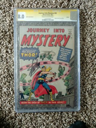 Journey Into Mystery 83,  1966 Reprint,  Stan Lee Autograph,  Cgc 8.  0 Signature.