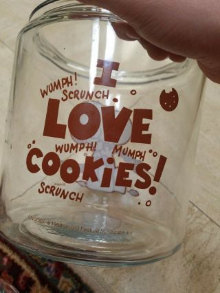 Rare 1958 Peanuts Snoopy Glass Cookie JAR - Anchor Hocking Mercantile Jar 7