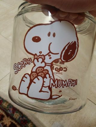 Rare 1958 Peanuts Snoopy Glass Cookie JAR - Anchor Hocking Mercantile Jar 8