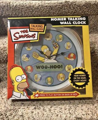 The Simpsons Homer Talking Wall Clock Woo Hoo Nib