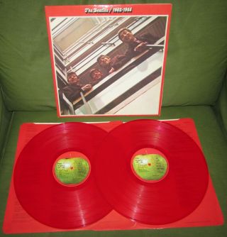 The Beatles 1962 - 1966 Orig 1st Uk Apple 1973 Red Vinyl,  Lyric Inner Sleeves