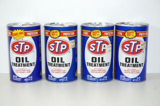 4 Full Vintage Stp Oil Treatment Can Cardboard Metal 15 Oz.