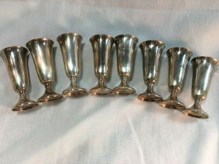 Set Of 8 Vintage Gorham Sterling Silver Cordial Goblets,  In Boxes