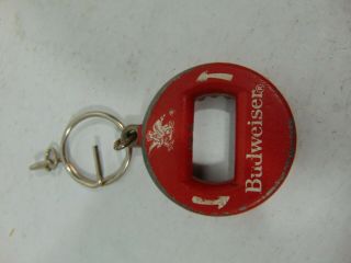 Budweiser Bev Key Bottle Opener / Key Ring Chain Vintage Red