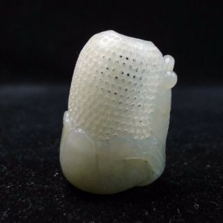 Fine Chinese Natural Nephrite Jade Fish And Basket Carving Sculpture