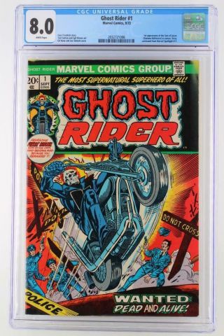 Ghost Rider 1 - Cgc 8.  0 Vf - Marvel 1973 - 1st App Of The Son Of Satan