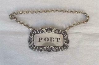 A GEORGIAN SOLID STERLING SILVER PORT DECANTER LABEL LONDON 1826. 2