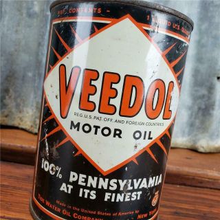 Vintage Veedol Tidewater Oil Co.  1 Qt.  Motor Oil Can Large Logo