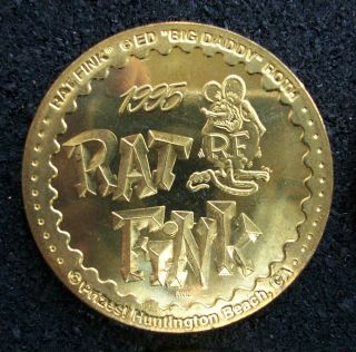 Ed Roth Rat Fink Hot Rod Monsters Metal Brass Coin Slammer Pog Rat Fink
