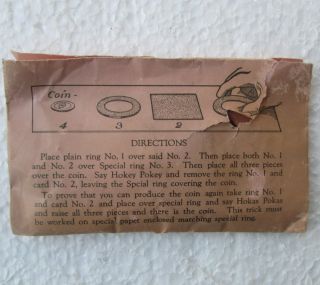 Antique Cracker Jack Prize Magic Trick In Envelope W/directions.