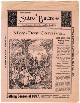 San Francisco Sutro Baths Bathhouse Antique " 5/1/1897 " May - Day Carnival Program