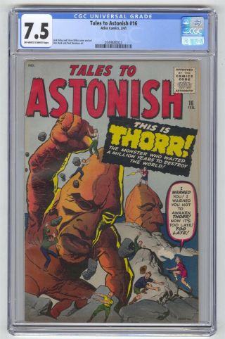 Tales To Astonish 16 Cgc 7.  5 Hi Grade Atlas " Thorr " Stone Men Prototype Kirby