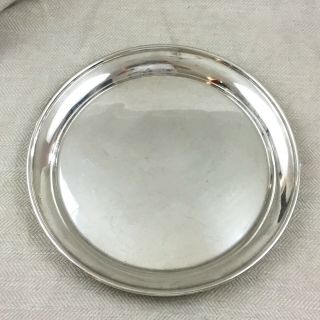 Vintage Silver Plated Tray Round Serving Platter Plain Simple Art Deco