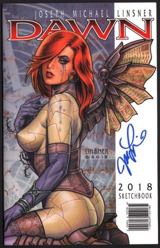 Joseph Michael Linsner Signed Comic Art 2018 Sketch Book Dawn Catwoman Batman