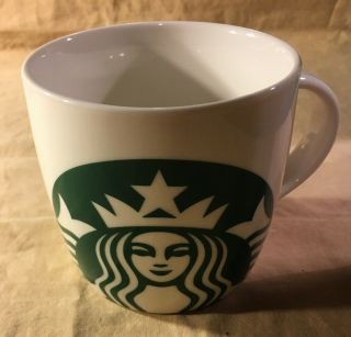 2017 Starbucks 14 Oz Coffee Tea Mug Cup With Mermaid Siren Logo White & Green