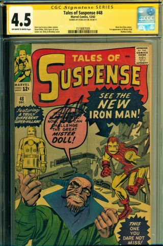 Tales Of Suspense 48 Cgc 4.  5 Ss Signed By Stan Lee Iron Man Armor Mr Doll