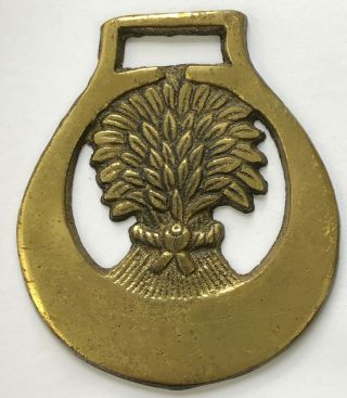 Vintage Brass Horse Saddle Medallion Bridal Harness Wheat Ornament