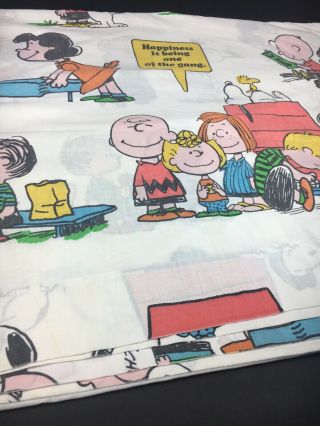 Vintage 1971 Peanuts Snoopy Charlie Brown Happiness Is Twin Sheets Flat Fitted