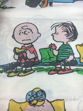 Vintage 1971 Peanuts Snoopy Charlie Brown Happiness is Twin Sheets Flat Fitted 3