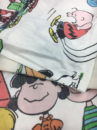 Vintage 1971 Peanuts Snoopy Charlie Brown Happiness is Twin Sheets Flat Fitted 6