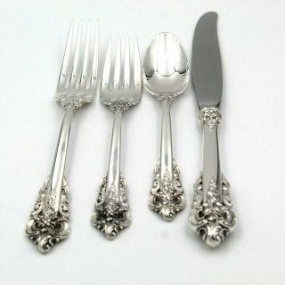 4 Piece Wallace Grande Baroque Flatware Place Setting Sterling Silver 6323