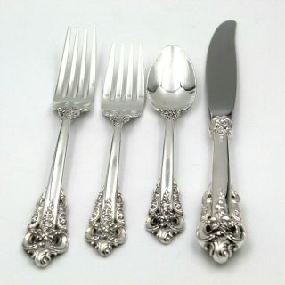 4 Piece Wallace Grande Baroque Flatware Place Setting Sterling Silver 6319