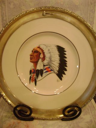 Sterling Silver Rimmed Lenox Plate California Indian Skeet & Trap Awards