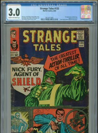 1964 Marvel Strange Tales 135 1st Appearance Agent Of S.  H.  I.  E.  L.  D.  Cgc 3.  0 Box1