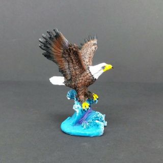 Small Bald Eagle In The Water Figurine 4 " Tall Collectible Bird Statue C
