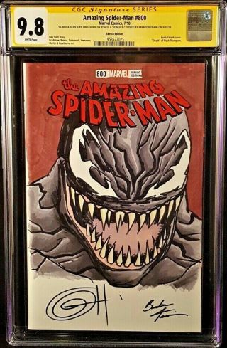 Marvel Comic Spider - Man 800 Cgc Ss 9.  8 Art Sketch Venom Greg Horn Gwen