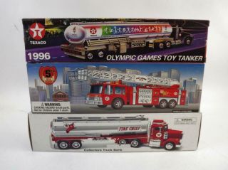 Texaco Collectible Fire Chief,  Olympic Games Tanker,  Fire Trucks W/boxes (3)