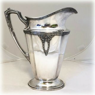 Fabulous Vtg Silver Plate Art Deco Style Water Pitcher Lady Astor Wallace Epns