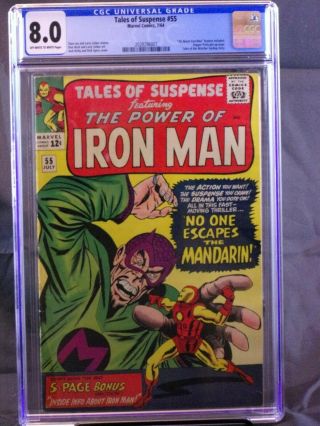 Tales Of Suspense 55 Iron Man Mandarin App.  Cgc 8.  0 Vf Off White To White Pages