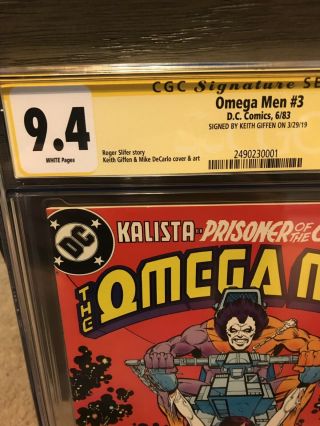 Omega Men 3 CGC 9.  4 Signed Keith Giffen First Appearance Of Lobo 2