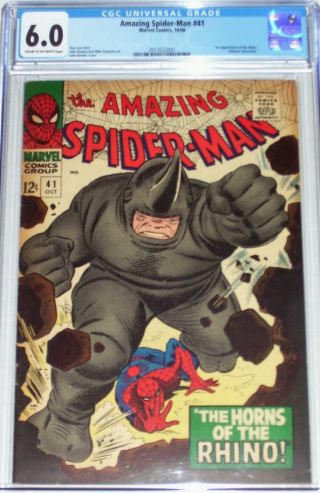 Spider - Man 41 Cgc Graded 6.  0 From Oct 1966 1st Appearance Of The Rhino