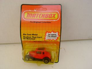 1983 Matchbox Superfast 73 Red Model A Ford Hot Rod On Card
