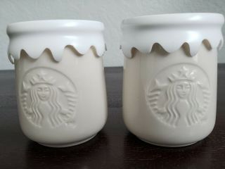 2 Mini - Small Starbucks Mermaid Coffee Mugs Cups Mermaid Logo With Lids Rare???