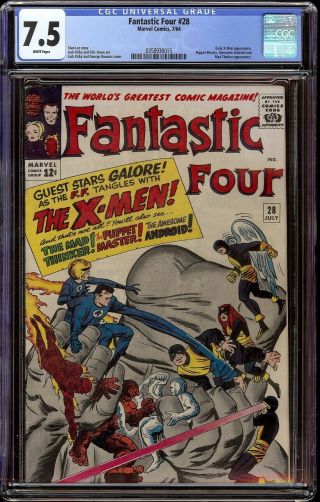 Fantastic Four 28 Cgc 7.  5 White (marvel,  1964) X - Men Crossover And Cover