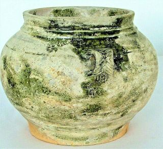 Chinese Tang Tomb Burial Pottery Pot Sancai Ware C.  7th - 8thc / 7 " W X 5 " H