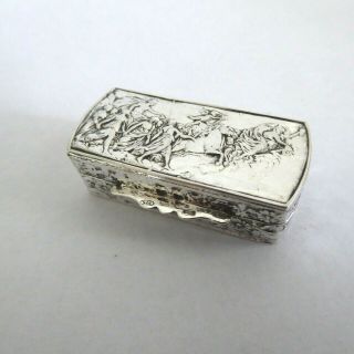 Vintage Quality Silver Repousse Horse & Maiden Decoration Pill Box Hm Lon 1979