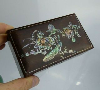 Chinese Vietnamese Antique Rosewood Mother Of Pearl Inlaid Box Fine Quality Qing