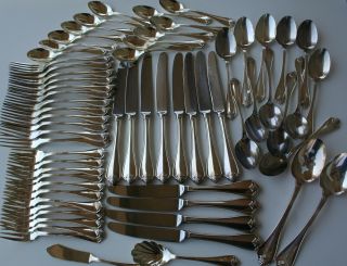 Rogers Oneida King James Silverplate Flatware 64 Pc Complete Service For 12,