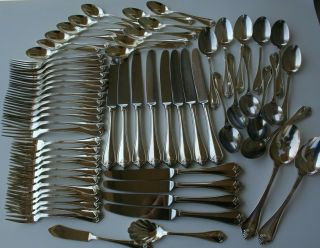 Rogers Oneida King James Silverplate Flatware 64 pc Complete Service for 12, 3