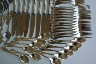 Rogers Oneida King James Silverplate Flatware 64 pc Complete Service for 12, 5