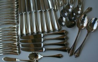 Rogers Oneida King James Silverplate Flatware 64 pc Complete Service for 12, 7