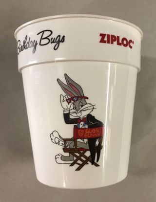 Vintage Happy Birthday Bugs Bunny Plastic Cup Looney Tunes Glass Tumbler